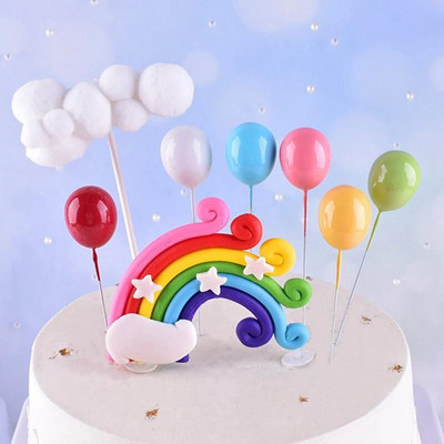 Kommide värvid vahust õhupalliga koogitops vikerkaare ükssarviku sünnipäevalapsele kingitus beebi dušš kook pulmaküpsetus tordi kaunistus