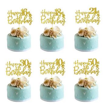 Happy Birthday Cake Topper Διακοσμήσεις Γάμου Paoer Cake Topper Rose Gold Numbers 16 18 20 30 40 50 Εργαλεία διακόσμησης τούρτας