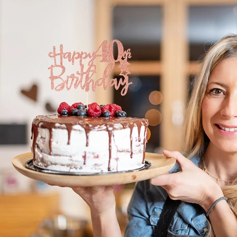Su gimtadieniu Cake Topper vestuvių dekoracijos Paoer Cake Topper Rose Gold numeriai 16 18 20 30 40 50 Tortų dekoravimo įrankiai