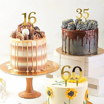 10 части Декорации за торти от 0 до 9 години Златни числа Покрив за торта за рожден ден 0-9 числа Декорация за торта за рождени дни