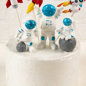 3 tk Astronaut Cake Topper Laste sünnipäevapeo rekvisiidid Kid Boy King Toy Baby Show Armas kosmosemehe tassikoogi kaunistus