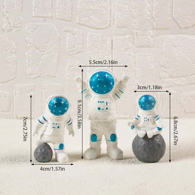 3 tk Astronaut Cake Topper Laste sünnipäevapeo rekvisiidid Kid Boy King Toy Baby Show Armas kosmosemehe tassikoogi kaunistus