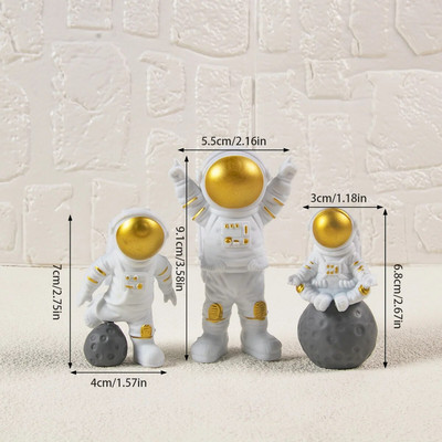 3 tk Astronaut Cake Topper Laste sünnipäevapeo rekvisiidid Kid Boy King Toy Baby Show Armas kosmosemehe tassikoogi kaunistus