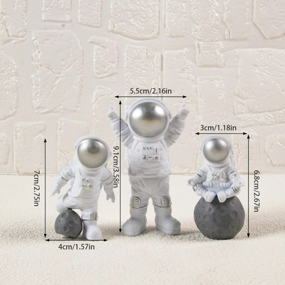 3 tk Astronaut Cake Topper Laste sünnipäevapeo rekvisiidid Kid Boy King Toy Baby Show Armas kosmosemehe tassikoogi kaunistus