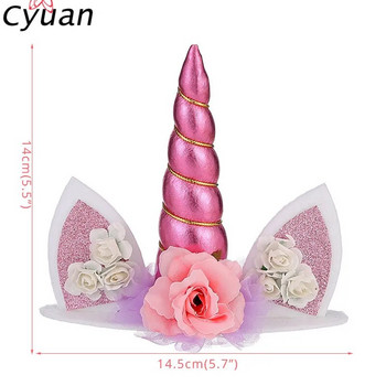 Cyuan Unicorn Birthday Cake Wings Decor Cartoon Unicorn Cake Toppers Διακόσμηση πάρτι γενεθλίων Παιδικά Cupcake Wrappers Cake Topper