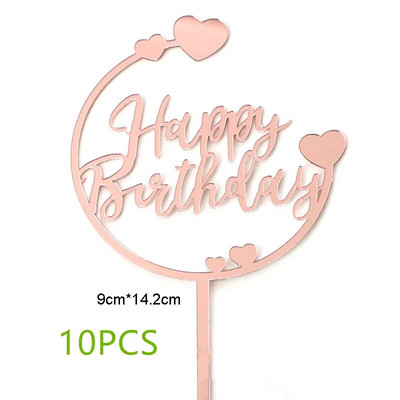 10 tk. Uus kuldne palju õnne sünnipäevaks mõeldud koogipea, kuldne must akrüül, laste sünnipäevapeo kook, magustoidukaunistus, kingitus beebiõhtul