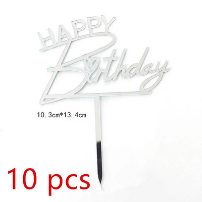 10 tk. Uus kuldne palju õnne sünnipäevaks mõeldud koogipea, kuldne must akrüül, laste sünnipäevapeo kook, magustoidukaunistus, kingitus beebiõhtul