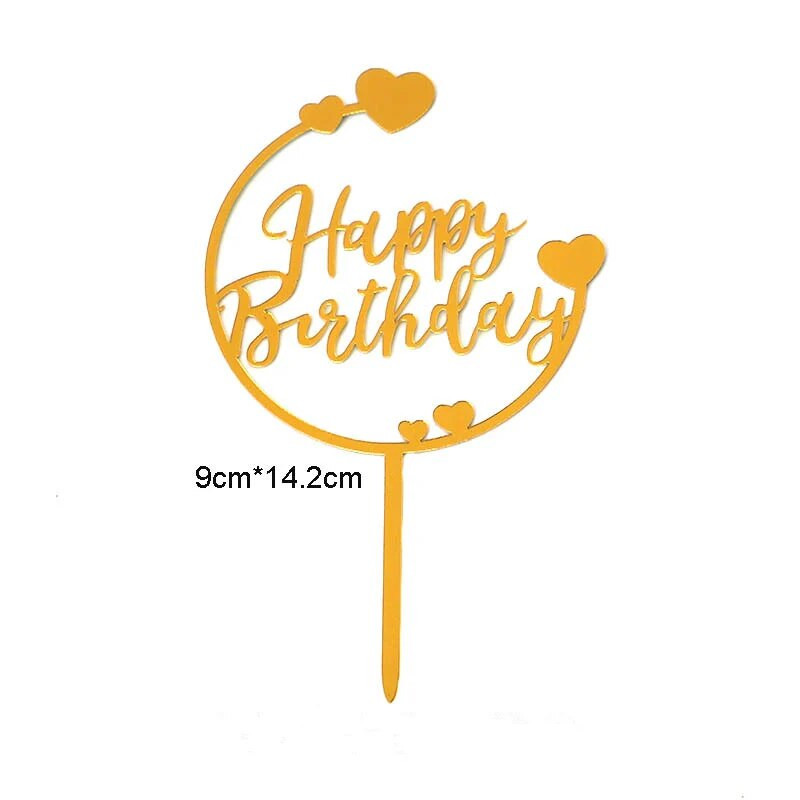 10 tk. Uus kuldne palju õnne sünnipäevaks mõeldud koogipea, kuldne must akrüül, laste sünnipäevapeo kook, magustoidukaunistus, kingitus beebiõhtul