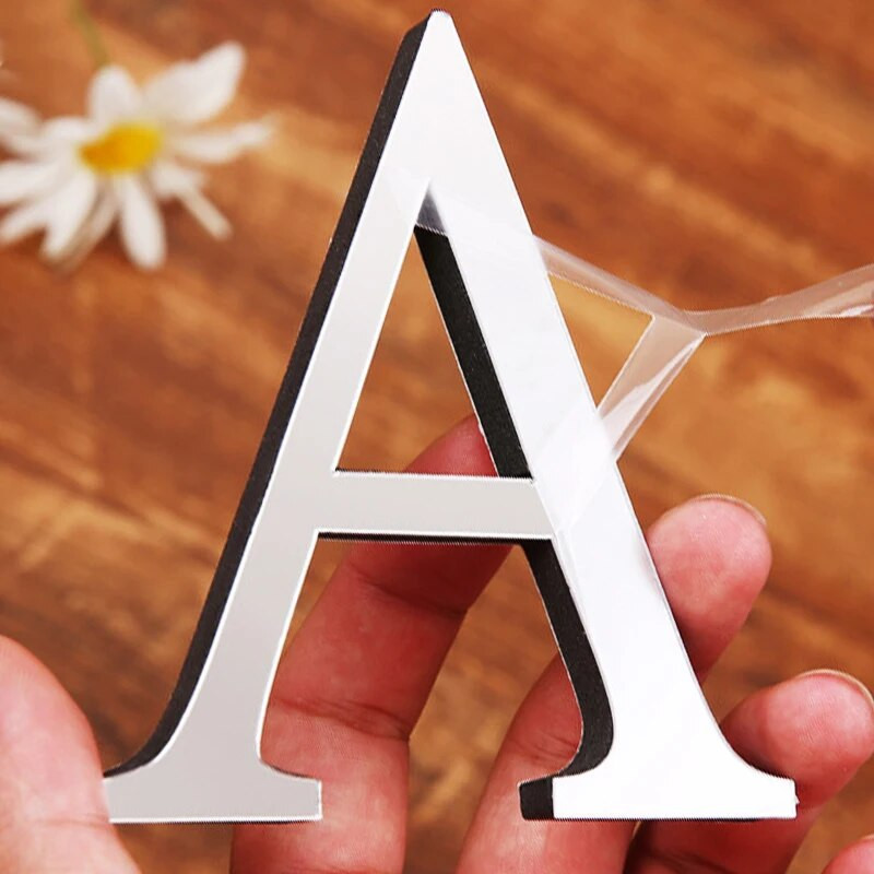 3D DIY akrüül inglise tähtedega seinakleebis Isikupärastatud nimi Isekleepuvad peeglikleebised pulmade sünnipäevaks kodukaunistuseks