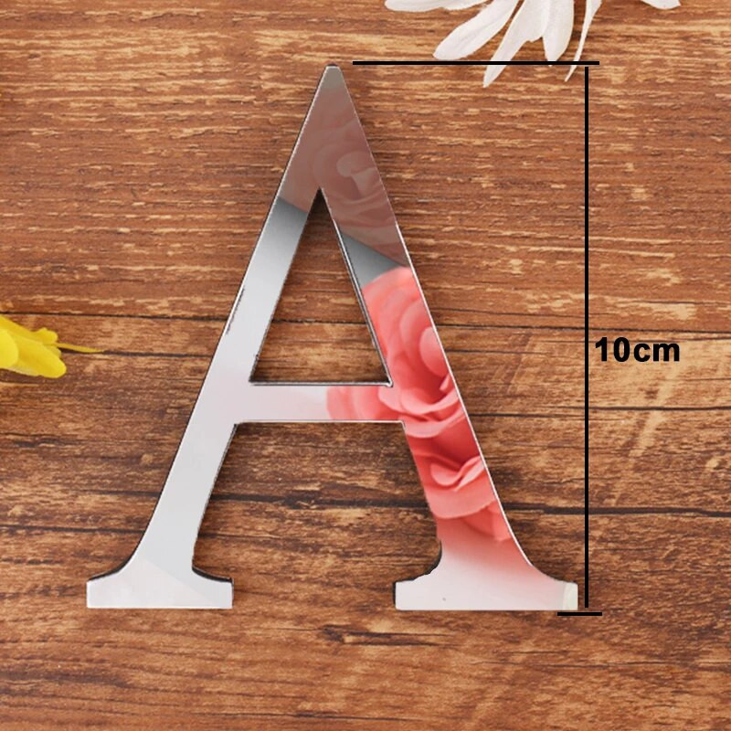 3D DIY akrüül inglise tähtedega seinakleebis Isikupärastatud nimi Isekleepuvad peeglikleebised pulmade sünnipäevaks kodukaunistuseks