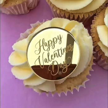 10 τεμ./σετ Happy Valentine\'s Day Cupcake Topper ins Style Love Heart Marking Ακρυλικό κάλυμμα για τούρτα Επιδόρπιο για πάρτι γάμου
