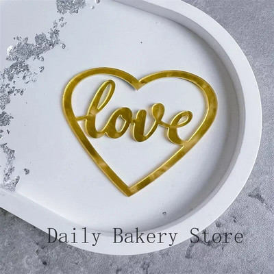 10 tk/komplekt Head sõbrapäeva tassikoogi pealistükid Stiil Armastus Südamemärgistus Akrüülist koogipealne Pulmapeo Magustoidu kaunistus