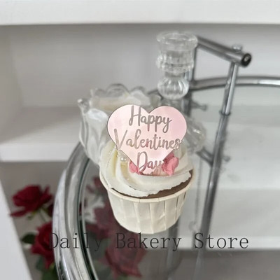 10 tk/komplekt Head sõbrapäeva tassikoogi pealistükid Stiil Armastus Südamemärgistus Akrüülist koogipealne Pulmapeo Magustoidu kaunistus