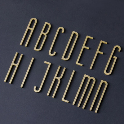 Tömör sárgaréz betűk otthoni dekoratív angol ábécé Házszám Arab számok Barkácsbolt neve