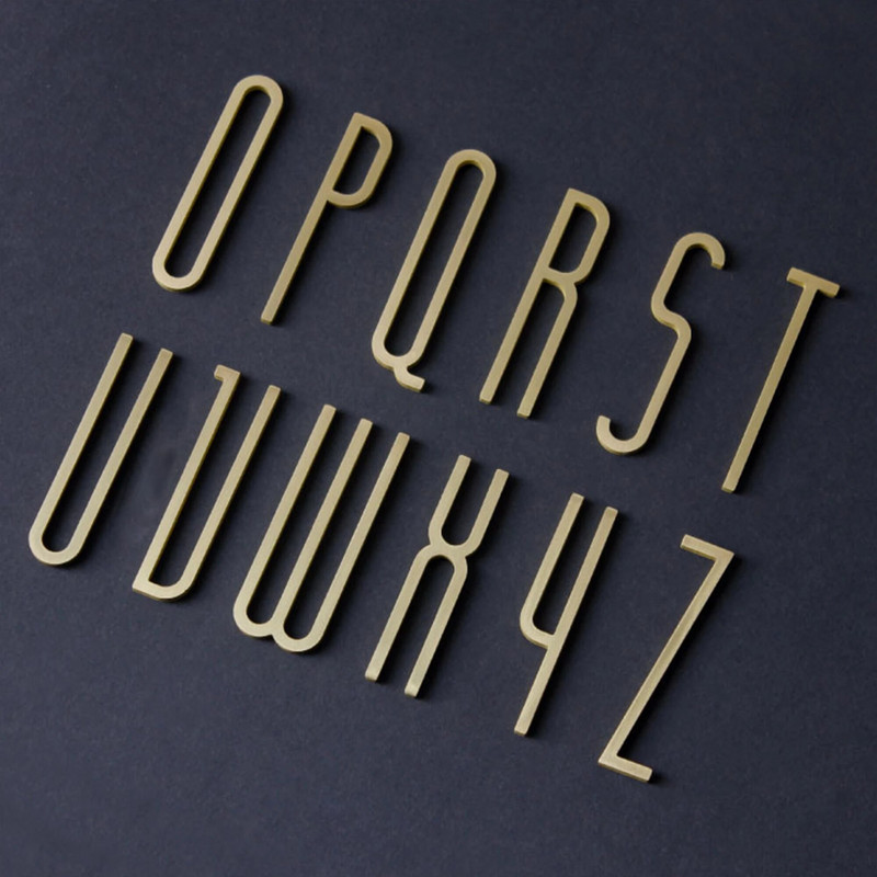 Čvrsta mjedena slova Kućni ukrasni kućni broj engleske abecede Arapski brojevi DIY Naziv trgovine