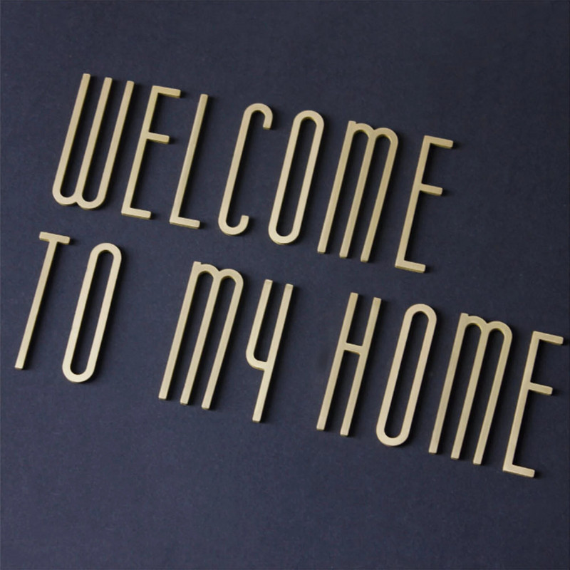 Čvrsta mjedena slova Kućni ukrasni kućni broj engleske abecede Arapski brojevi DIY Naziv trgovine