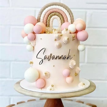 Красив плат Rainbow Cake Topper Цветна топка Декорация Парти консумативи Честит рожден ден Декорации и инструменти