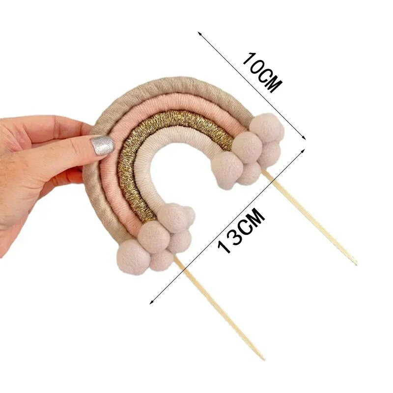 Gražus medžiaginis vaivorykštės torto dangtelis spalvingas rutulinis papuošimas vakarėliui, dekoracijos ir įrankiai su gimtadieniu