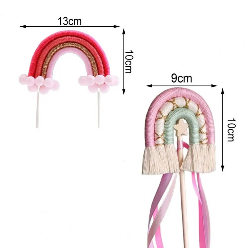 Tortabetét szivárvány alakú Kézzel szőtt pamut kötél Tortafeltétek Ünnepi dekoráció tortasütési kellékek Születésnapi kellékek