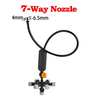 Rippuv uduotsik veeudu sprinkleri niisutussüsteem 5/7 suunaga reguleeritav pihustikomplekt kasvuhoone niisutamiseks