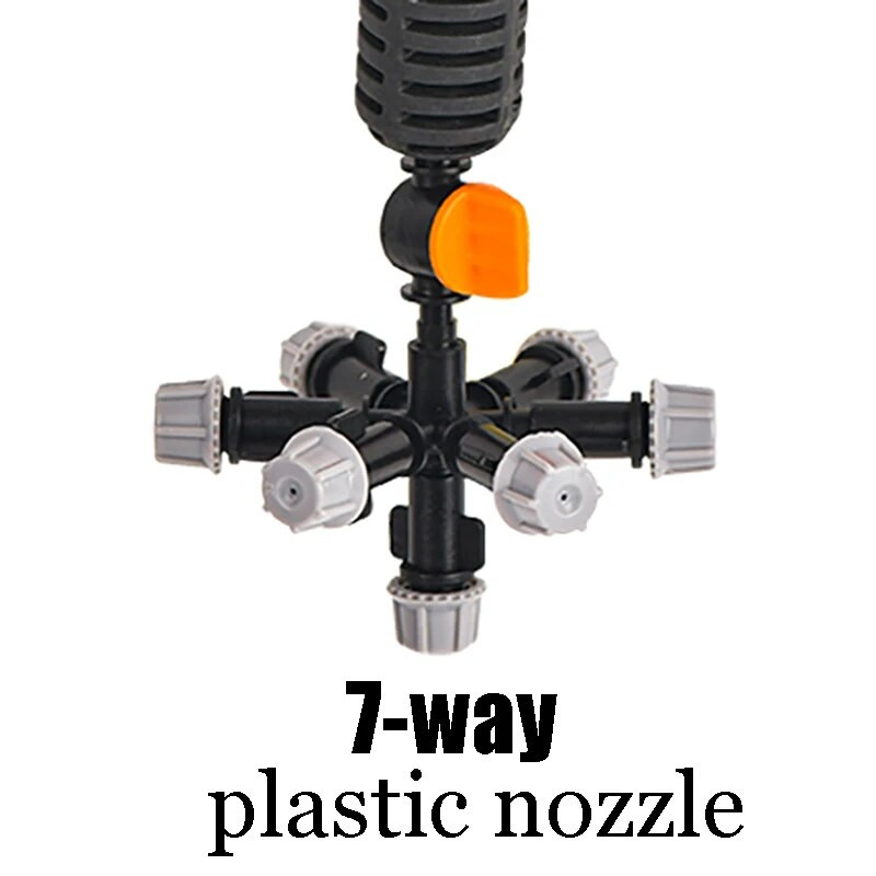 Rippuv uduotsik veeudu sprinkleri niisutussüsteem 5/7 suunaga reguleeritav pihustikomplekt kasvuhoone niisutamiseks