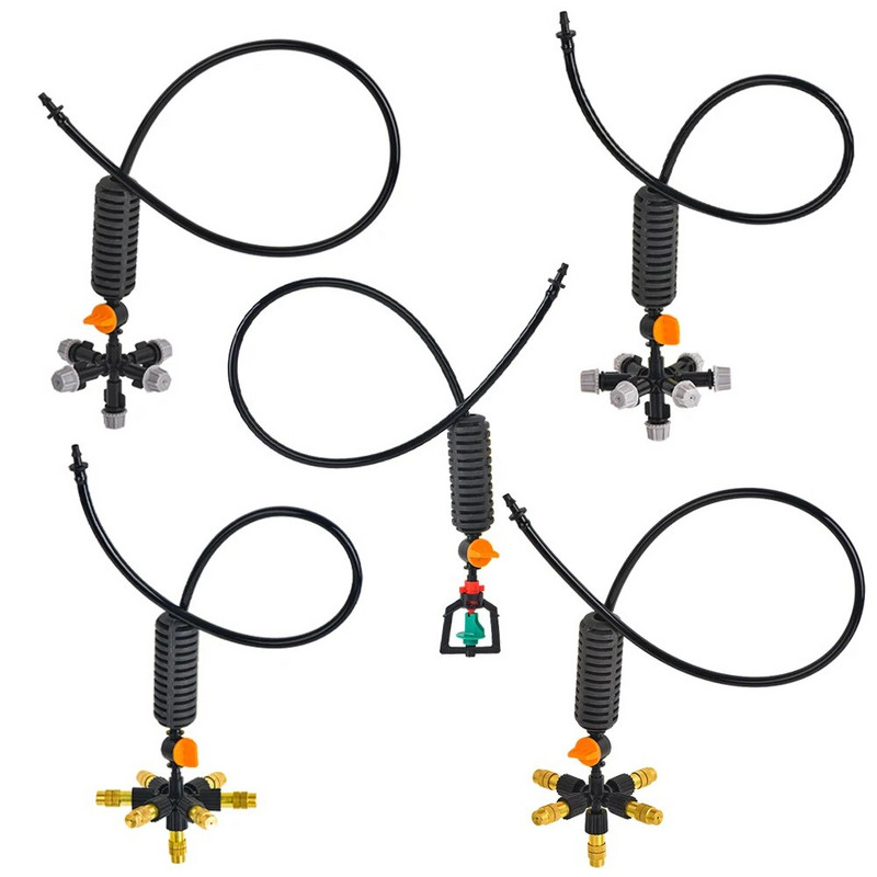 Rippuv uduotsik veeudu sprinkleri niisutussüsteem 5/7 suunaga reguleeritav pihustikomplekt kasvuhoone niisutamiseks