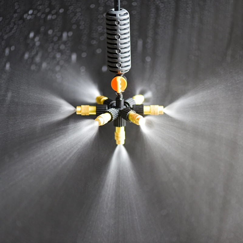 Rippuv uduotsik veeudu sprinkleri niisutussüsteem 5/7 suunaga reguleeritav pihustikomplekt kasvuhoone niisutamiseks