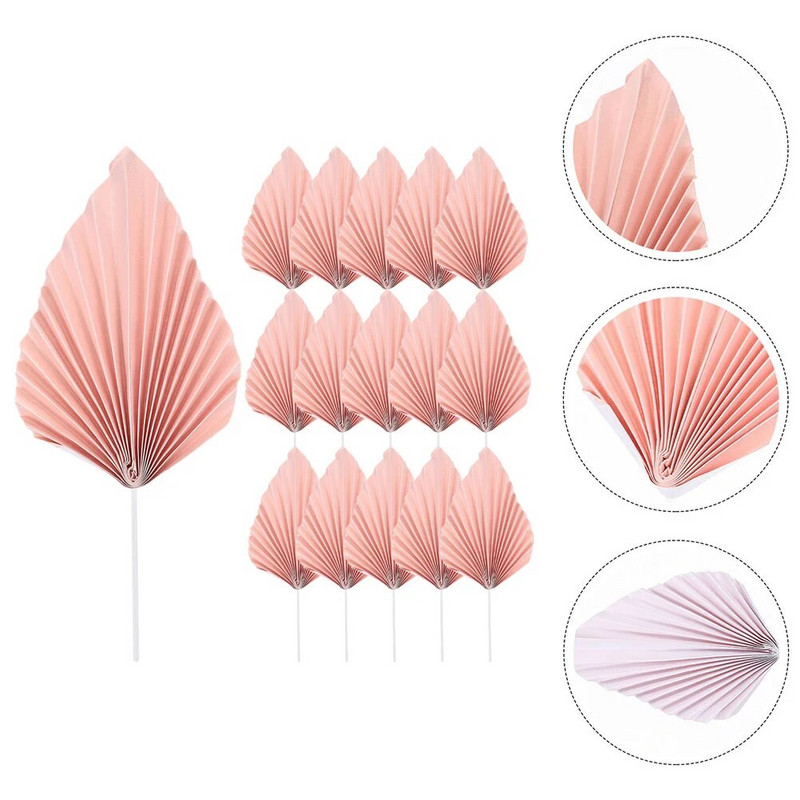 16 tk palmilehe vahetükk peo magustoidu topper ornament Kaunistus toppers plastikust kook Miss Gold