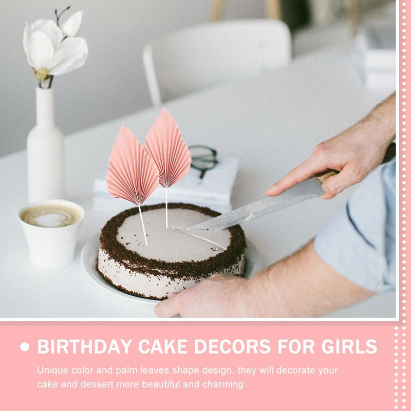 16 tk palmilehe vahetükk peo magustoidu topper ornament Kaunistus toppers plastikust kook Miss Gold