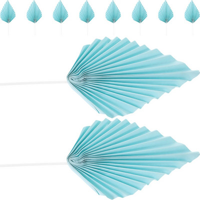 Palmių lapų tortų tvarsčiai Popieriniai Palmių lapų keksiukų rinkiniai Lapų torto dekoravimas Havajai Aloha džiunglių vasaros vestuvių gimtadienis mėlynas