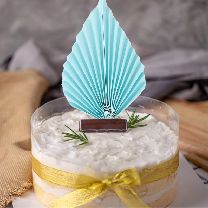 Palmių lapų tortų tvarsčiai Popieriniai Palmių lapų keksiukų rinkiniai Lapų torto dekoravimas Havajai Aloha džiunglių vasaros vestuvių gimtadienis mėlynas