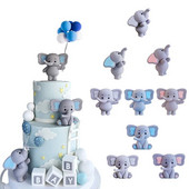 Baby Elephant Cake Topper Baby Shower Elevandikoogi kaunistamiseks lastele 2. 1. sünnipäeva peo kaunistus Poiss Tüdruk Sugu paljastamine