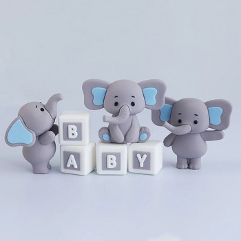 Baby Elephant Cake Topper for Baby Shower Διακόσμηση κέικ ελέφαντα για παιδιά 2ο 1ο πάρτι γενεθλίων Διακόσμηση για αγόρι κορίτσι Φύλο Αποκάλυψη