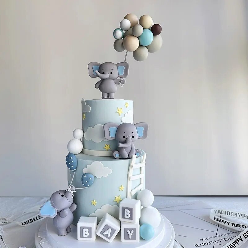 Baby Elephant Cake Topper Baby Shower Elevandikoogi kaunistamiseks lastele 2. 1. sünnipäeva peo kaunistus Poiss Tüdruk Sugu paljastamine