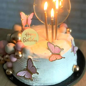 Направи си сам щамповане Златни розови пеперуди Торти за торта Честит рожден ден Декорация на торта Декорация на сватбено тържество Душ Консумативи за печене на десерт
