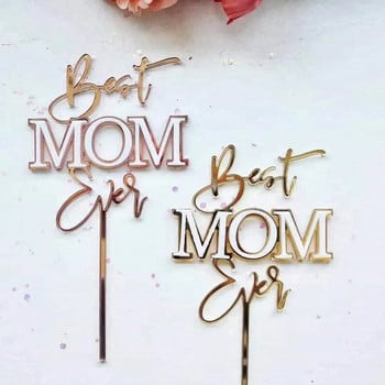 Happy Mothers Day Cake Topper Gold Απλό σχέδιο Ακρυλικό MOM Party Cake Toppers Δώρα για τη γιορτή της μητέρας Διακοσμητικό επιδόρπιο