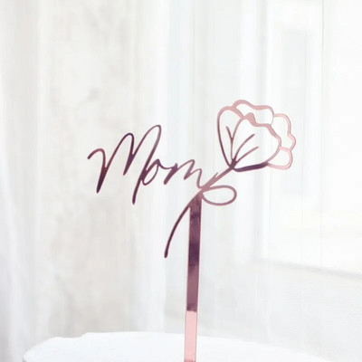 Boldog Anyák Napját Születésnapi Tortafedő Arany Egyszerű dizájn Akril MOM Party Tortafeltöltők Anyák napi ajándékok Desszert dekoráció
