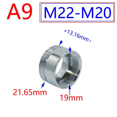 Ezüst 1/2"/M16/M17/M18/M19/M20/M22/M24/M28/M32 menetes csatlakozó sárgaréz adapter vízcsap réz idomokhoz