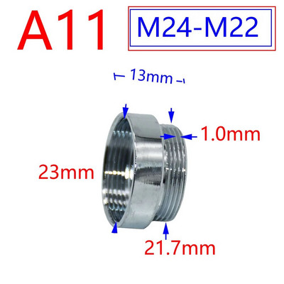 Ezüst 1/2"/M16/M17/M18/M19/M20/M22/M24/M28/M32 menetes csatlakozó sárgaréz adapter vízcsap réz idomokhoz