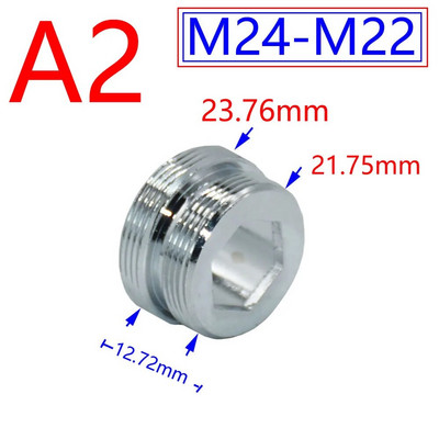 Ezüst 1/2"/M16/M17/M18/M19/M20/M22/M24/M28/M32 menetes csatlakozó sárgaréz adapter vízcsap réz idomokhoz