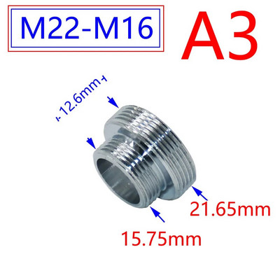 Ezüst 1/2"/M16/M17/M18/M19/M20/M22/M24/M28/M32 menetes csatlakozó sárgaréz adapter vízcsap réz idomokhoz