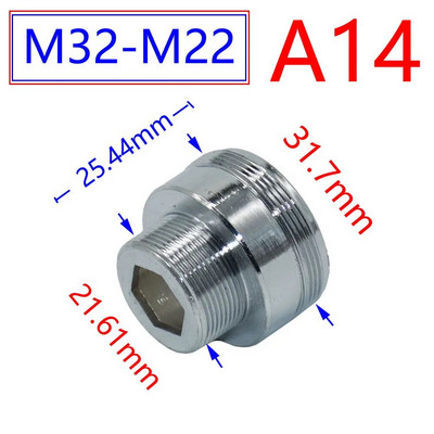 Ezüst 1/2"/M16/M17/M18/M19/M20/M22/M24/M28/M32 menetes csatlakozó sárgaréz adapter vízcsap réz idomokhoz