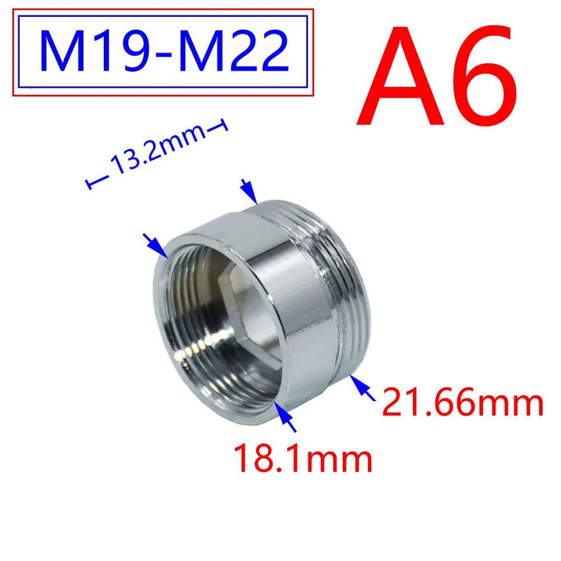 Ezüst 1/2"/M16/M17/M18/M19/M20/M22/M24/M28/M32 menetes csatlakozó sárgaréz adapter vízcsap réz idomokhoz