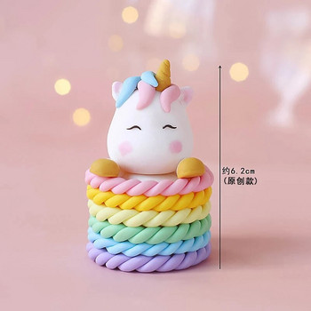 Unicorn Birthday Cake Topper Decoration Girl Doll Beauty Rainbow Love Pink Star Baby Shower Cake Insert Flags