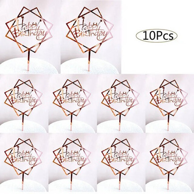 10db OH Baby Boldog születésnapi tortafedő akril arany menyasszony esküvői cupcake fedőként születésnapi tortadíszekhez