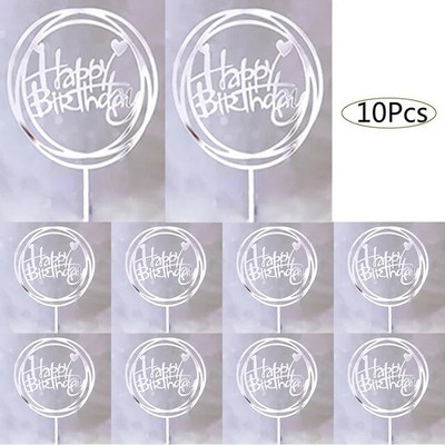 10db OH Baby Boldog születésnapi tortafedő akril arany menyasszony esküvői cupcake fedőként születésnapi tortadíszekhez