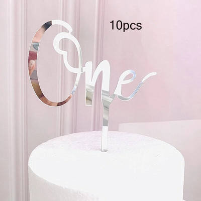 10db OH Baby Boldog születésnapi tortafedő akril arany menyasszony esküvői cupcake fedőként születésnapi tortadíszekhez