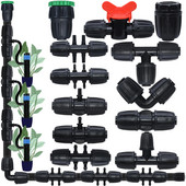 Sprycle 5PCS Garden 16mm 1/2`` pvc toruliitmik Kastmistilganiisutus Ühendus Jagaja Tee Keerme lukustus 4/7mm 3/5mm vooliku külge