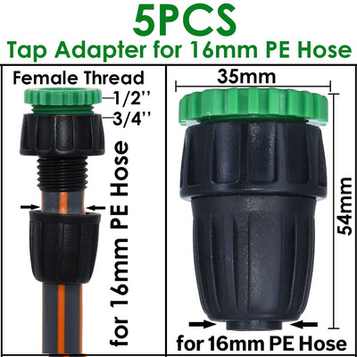 Sprycle 5PCS Garden 16mm 1/2`` pvc toruliitmik Kastmistilganiisutus Ühendus Jagaja Tee Keerme lukustus 4/7mm 3/5mm vooliku külge