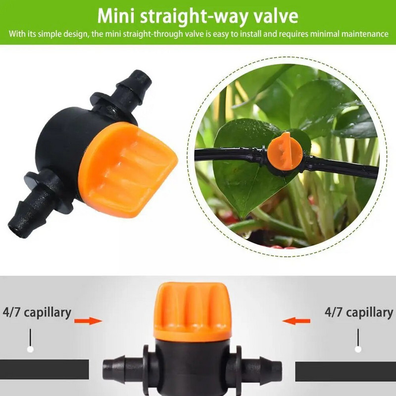 20KOM Ventil za navodnjavanje kapanjem 4/7MM Prekidač za navodnjavanje kapanjem, 4MM PVC cijev Mini ventil za navodnjavanje kapanjem za vrt staklenika Zakon F7G9